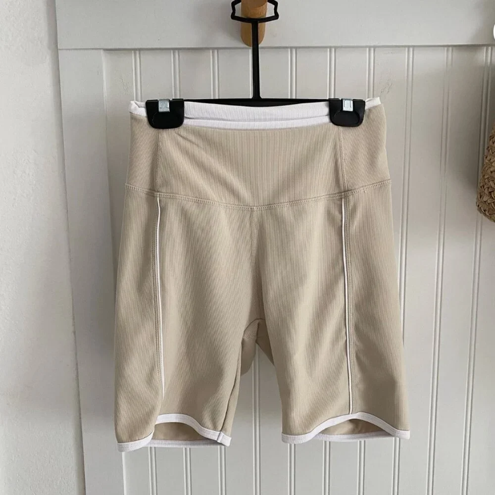 WILO the Label Womens XS Clay Biker Workout Shorts Ribbed High Waist Activewear